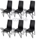 Трапезен комплект 6 черни стола Slim Line и 1 маса със стъклен плот