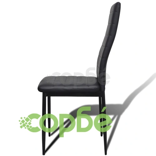 Трапезен комплект 6 черни стола Slim Line и 1 маса със стъклен плот ➤ топ цена ➤ sorbe.bg