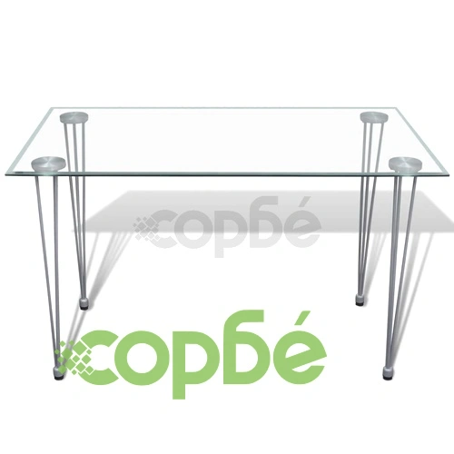 Трапезен комплект 6 черни стола Slim Line и 1 маса със стъклен плот ➤ топ цена ➤ sorbe.bg