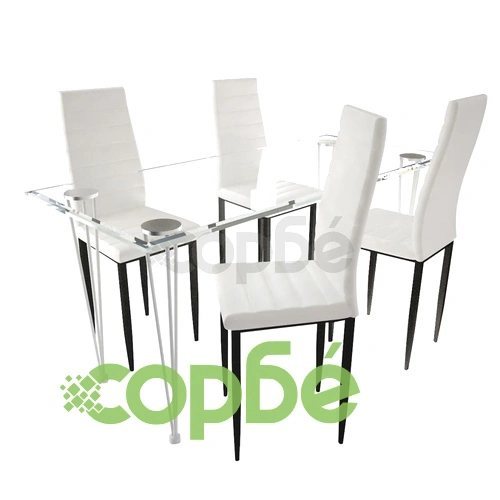 Комплект 4 бр трапезни стола и 1 стъклена маса Slim Line ➤ топ цена ➤ sorbe.bg