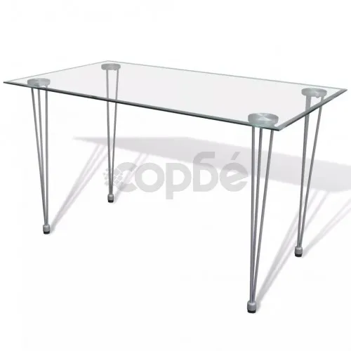 Комплект 6 бр трапезни стола и 1 стъклена маса Slim Line ➤ топ цена ➤ sorbe.bg