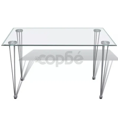 Трапезен комплект 4 кафяви стола Slim Line и 1 маса със стъклен плот ➤ топ цена ➤ sorbe.bg