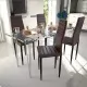 Трапезен комплект 4 кафяви стола Slim Line и 1 маса със стъклен плот
