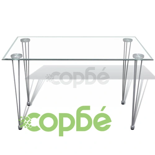 Трапезен комплект 6 кафяви стола Slim Line и 1 маса със стъклен плот ➤ топ цена ➤ sorbe.bg