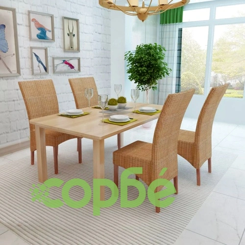 Трапезни столове, 4 бр, плетен ратан ➤ топ цена ➤ sorbe.bg