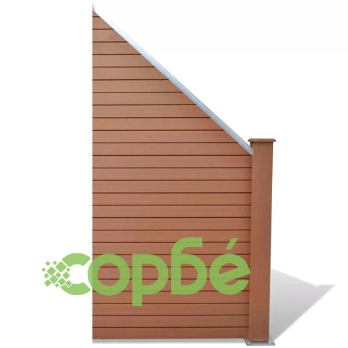 Градинска ограда, 3 квадратни + 1 скосена, WPC, 679 см, кафява ➤ топ цена ➤ sorbe.bg