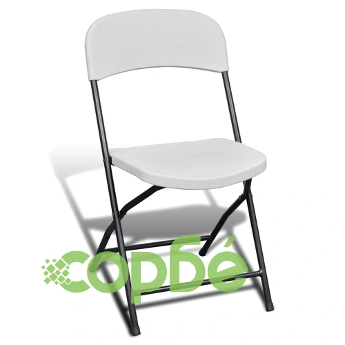 Сгъваем градински трапезен комплект, 9 части, HDPE, бял, 244 см ➤ топ цена ➤ sorbe.bg