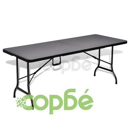 Градинска маса с 2 пейки, HDPE, черна, ратанов вид ➤ топ цена ➤ sorbe.bg