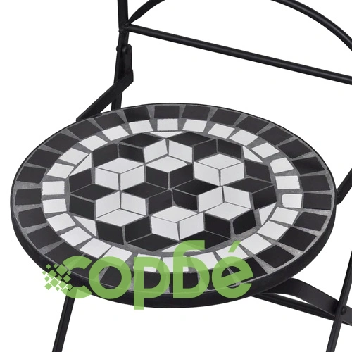 Бистро комплект, 3 части, керамични плочки в черно и бяло ➤ топ цена ➤ sorbe.bg