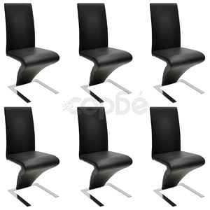 Трапезни столове, 6 бр, черни, изкуствена кожа