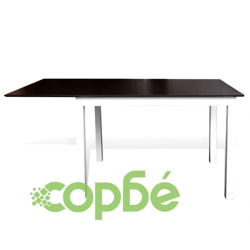 Комплект разтегателна маса и 6 стола, кафяво и бяло, солидно дърво ➤ топ цена ➤ sorbe.bg