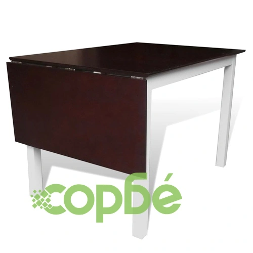 Комплект разтегателна маса и 6 стола, кафяво и бяло, солидно дърво ➤ топ цена ➤ sorbe.bg