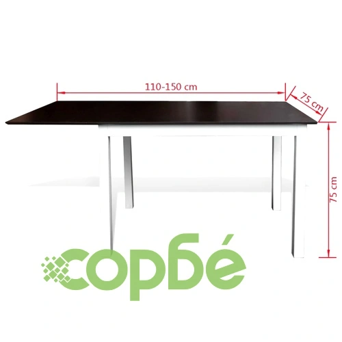 Комплект разтегателна маса и 6 стола, кафяво и бяло, солидно дърво ➤ топ цена ➤ sorbe.bg