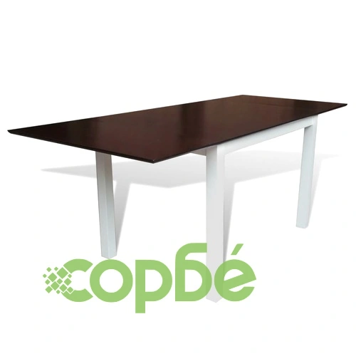 Комплект разтегателна маса и 8 стола, кафяво и бяло, солидно дърво ➤ топ цена ➤ sorbe.bg