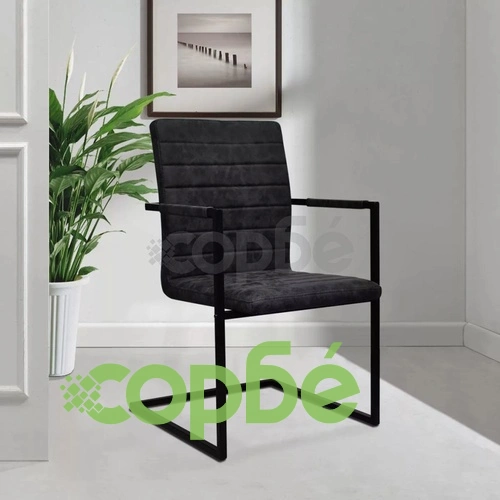 Конзолни трапезни столове, 4 бр, черни, изкуствена кожа ➤ топ цена ➤ sorbe.bg