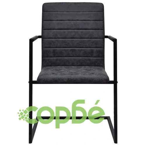 Конзолни трапезни столове, 6 бр, черни, изкуствена кожа ➤ топ цена ➤ sorbe.bg