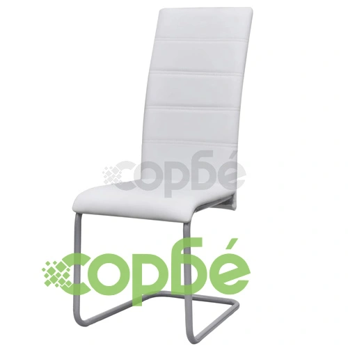 Конзолни трапезни столове, 6 бр, бели, изкуствена кожа ➤ топ цена ➤ sorbe.bg