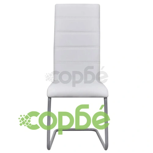 Конзолни трапезни столове, 6 бр, бели, изкуствена кожа ➤ топ цена ➤ sorbe.bg