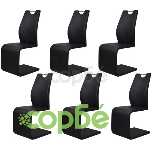 Трапезни столове, 6 бр, черни, изкуствена кожа ➤ топ цена ➤ sorbe.bg