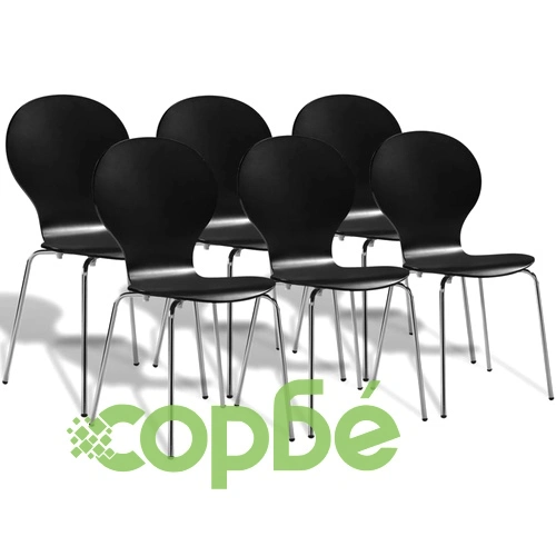 Трапезни столове, 6 бр, черни, пластмаса ➤ топ цена ➤ sorbe.bg