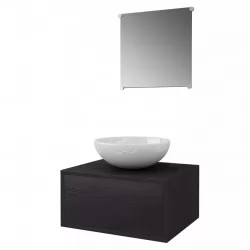 комплект секция от три части и мивка за баня, черен цвет