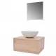 Комплект мивка и мебели за баня, три части, бежово