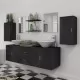 комплект мебели от 9 части и мивка за баня, черен цвят
