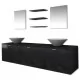 комплект мебели за баня от 8 части и мивки, черен цвят