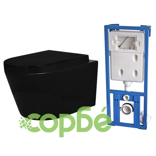 Окачена керамична тоалетна тоалетна черна със скрито казанче ➤ топ цена ➤ sorbe.bg