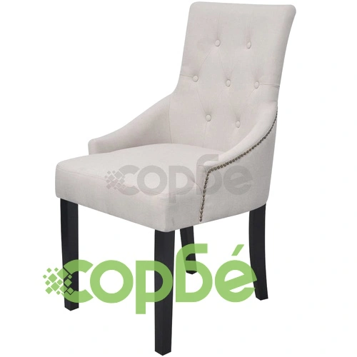 Трапезни столове, 4 бр, кремаво-сиви, текстил ➤ топ цена ➤ sorbe.bg