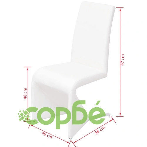 Трапезни столове, 6 бр, бели, изкуствена кожа ➤ топ цена ➤ sorbe.bg