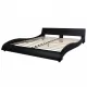 Легло с мемори матрак, LED, черно, изкуствена кожа, 180x200 см