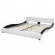 Легло с матрак, LED, черно и бяло, изкуствена кожа, 180x200 см