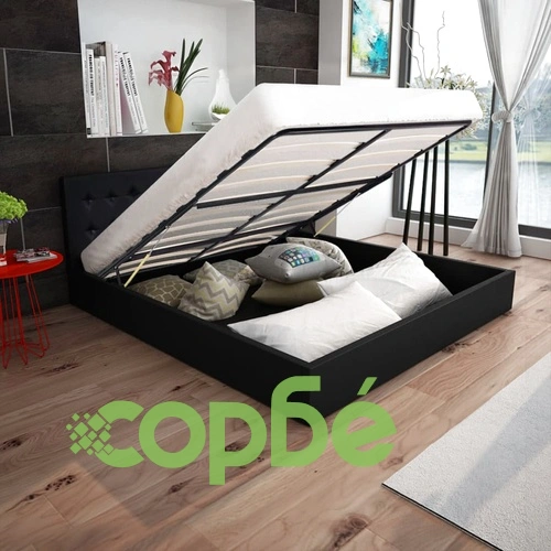 Легло с повдигащ механизъм и матрак изкуствена кожа 160x200 cм ➤ топ цена ➤ sorbe.bg