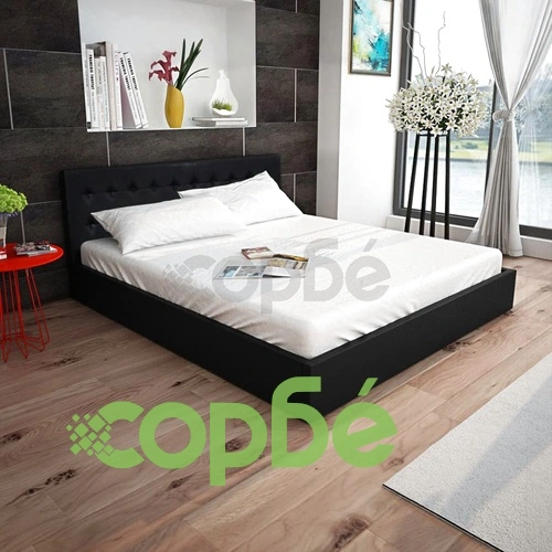 Легло с повдигащ механизъм и матрак изкуствена кожа 160x200 cм ➤ топ цена ➤ sorbe.bg