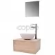Комплект мебели за баня, с мивка и кран, бежово, 4 части