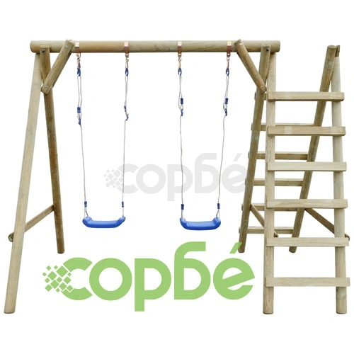Комплект люлки със стълби, 268x154x210 см, борово дърво ➤ топ цена ➤ sorbe.bg