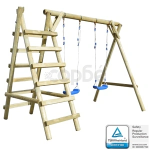 Комплект люлки със стълби, 268x154x210 см, борово дърво