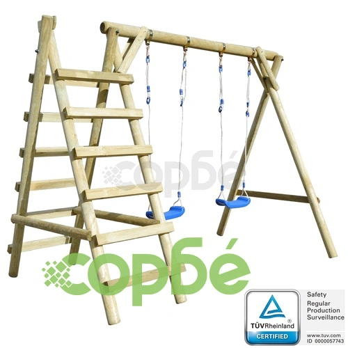 Комплект люлки със стълби, 268x154x210 см, борово дърво ➤ топ цена ➤ sorbe.bg