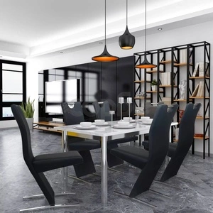 Трапезни столове, 6 бр, черни, изкуствена кожа