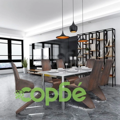 Трапезни столове, 6 бр, кафяви, текстил ➤ топ цена ➤ sorbe.bg