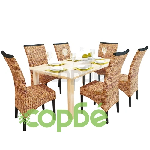 Трапезни столове, 6 бр, абака и мангово дърво масив ➤ топ цена ➤ sorbe.bg