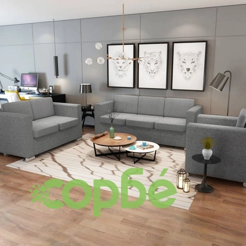 Комплект дивани, мека мебел, от три части, светло сиво  ➤ топ цена ➤ sorbe.bg