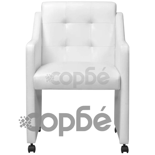 Трапезни столове, 4 бр, бели, изкуствена кожа ➤ топ цена ➤ sorbe.bg