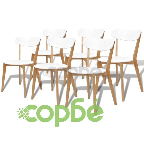 Трапезни столове, 6 бр, MDF и бреза ➤ топ цена ➤ sorbe.bg