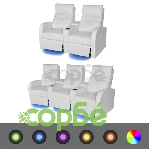 LED реклайнери от две части 2+3 седалки изкуствена кожа бял ➤ топ цена ➤ sorbe.bg