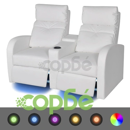 LED реклайнери от две части 2+3 седалки изкуствена кожа бял ➤ топ цена ➤ sorbe.bg