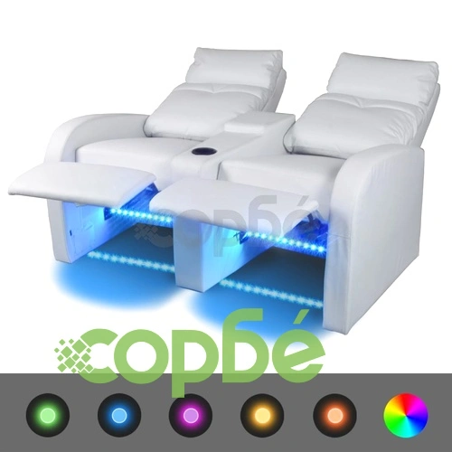 LED реклайнери от две части 2+3 седалки изкуствена кожа бял ➤ топ цена ➤ sorbe.bg