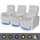 Комплект LED реклайнери 2 + 3 седалки, изкуствена кожа, бяло 