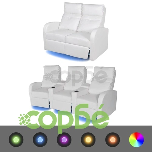 LED реклайнери от две части 2+3 седалки изкуствена кожа бял ➤ топ цена ➤ sorbe.bg